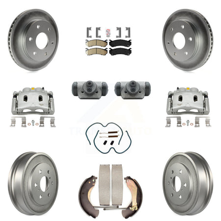 Front Rear Disc Brake Caliper Coated Rotor Drum Ceramic Pad Shoe Cylinder Kit (11Pc) For KCG-101327N
