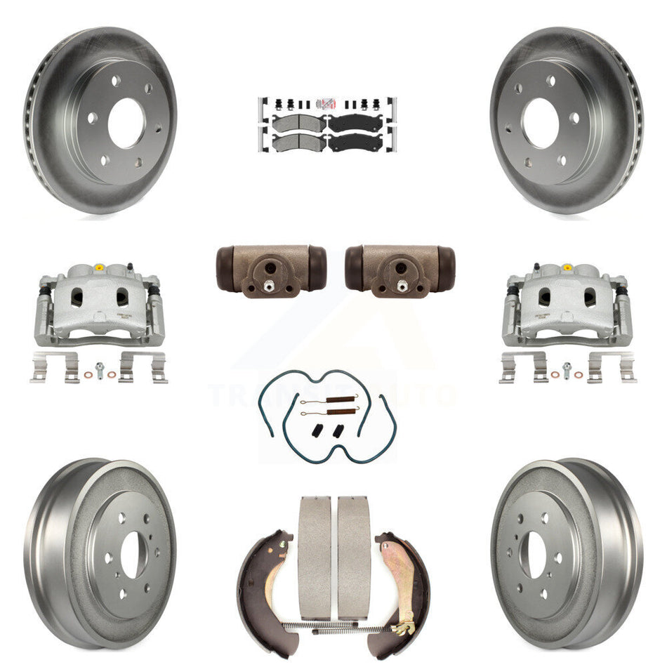 Front Rear Brake Caliper Coat Rotor Drum Semi-Metallic Pad Shoes Cylinder Kit (11Pc) For KCG-101328N
