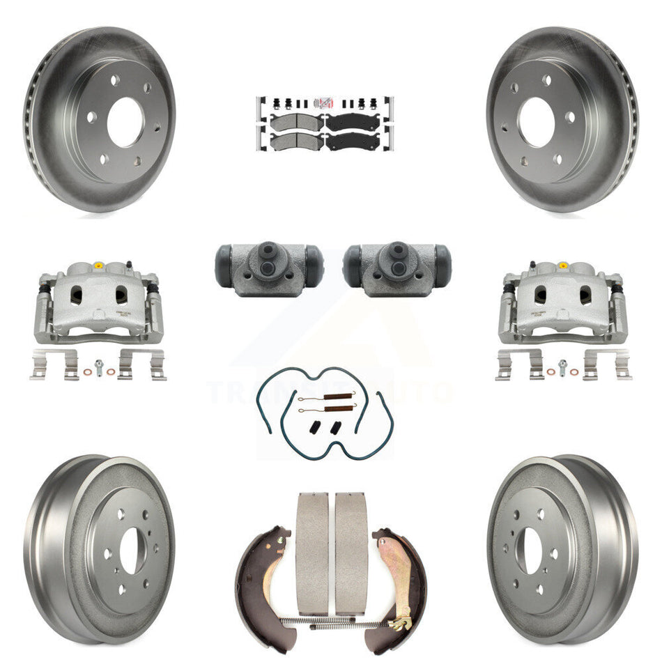 Front Rear Brake Caliper Coat Rotor Drum Semi-Metallic Pad Shoes Cylinder Kit (11Pc) For KCG-101329N