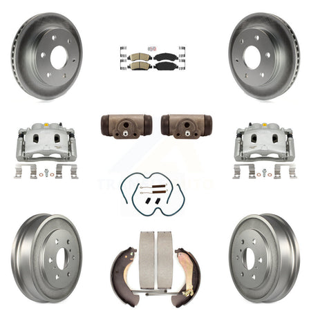 Front Rear Disc Brake Caliper Coated Rotor Drum Ceramic Pad Shoe Cylinder Kit (11Pc) For KCG-101332N
