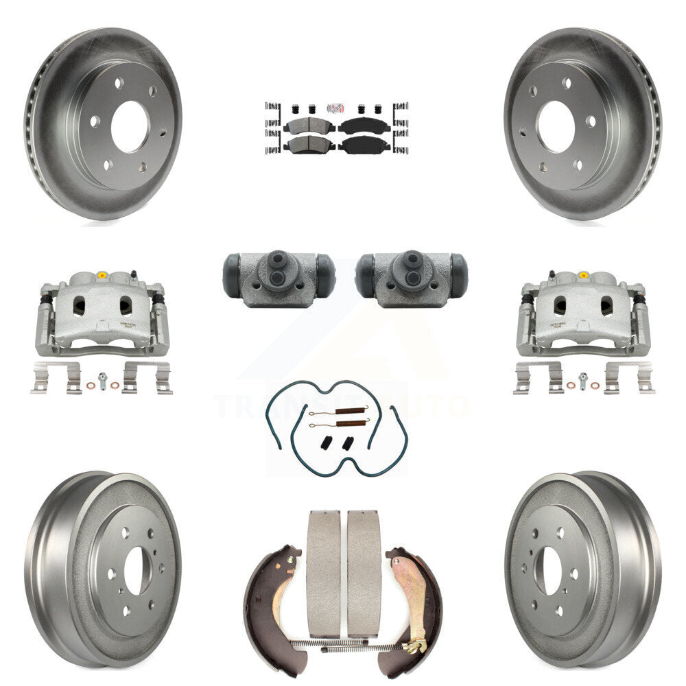 Front Rear Brake Caliper Coat Rotor Drum Semi-Metallic Pad Shoes Cylinder Kit (11Pc) For KCG-101335N
