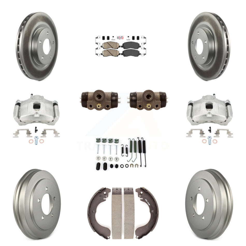 Front Rear Brake Caliper Coated Rotor Drum Ceramic Pad Shoe Cylinder Kit (11Pc) For Jeep KCG-101338N