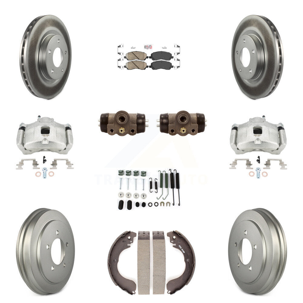 Front Rear Brake Caliper Coated Rotor Drum Ceramic Pad Shoe Cylinder Kit (11Pc) For Jeep KCG-101339N