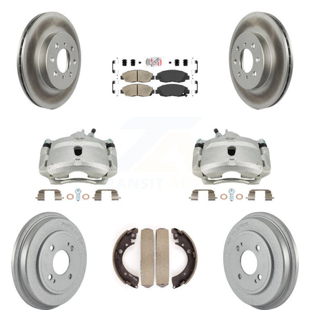 Front Rear Disc Brake Caliper Coated Rotors Drums Ceramic Pads Kit (8Pc) For Honda Civic KCG-101367N by Transit Auto