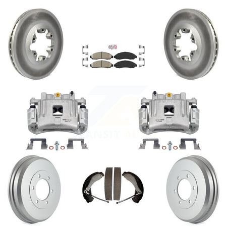 Front Rear Brake Caliper Coated Rotors Drum Ceramic Pad Kit (8Pc) For Chevrolet Colorado KCG-101376N