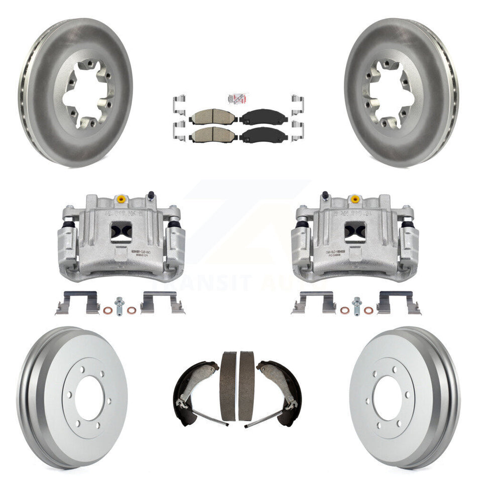 Front Rear Brake Caliper Coated Rotors Drum Ceramic Pad Kit (8Pc) For Chevrolet Colorado KCG-101376N