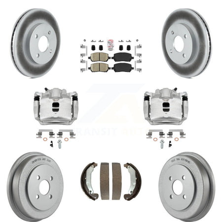 Front Rear Brake Caliper Coat Rotors Drum Ceramic Pad Kit (8Pc) For Saturn Ion Chevrolet KCG-101381N