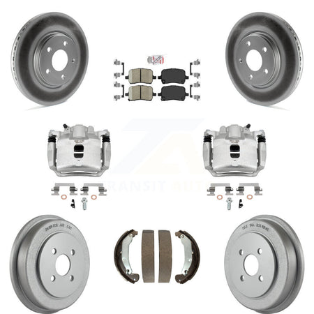 Front Rear Brake Caliper Coat Rotors Drum Ceramic Pad Kit (8Pc) For Pontiac Pursuit 2.2L KCG-101382N