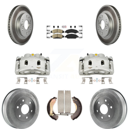 Front Rear Brake Caliper Coated Rotor Drum Ceramic Pad Kit (8Pc) For Chevrolet Silverado KCG-101388N