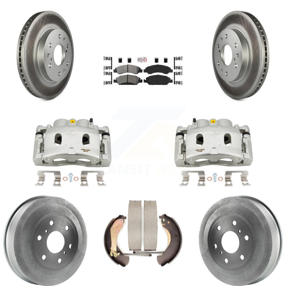 Front Rear Brake Caliper Coat Rotors Drum Semi-Metallic Pad Kit (8Pc) For Chevrolet 1500 KCG-101390N