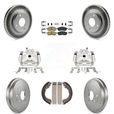 Front Rear Brake Caliper Coat Rotor Drum Ceramic Pad Kit (8Pc) For 2009-2014 Nissan Cube KCG-101397N