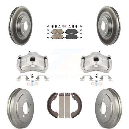 Front Rear Brake Caliper Coat Rotors Drum Ceramic Pad Kit (8Pc) For Jeep Patriot Compass KCG-101400N