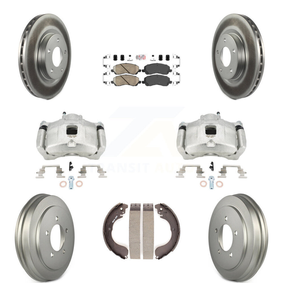 Front Rear Brake Caliper Coat Rotors Drum Ceramic Pad Kit (8Pc) For Jeep Patriot Compass KCG-101400N