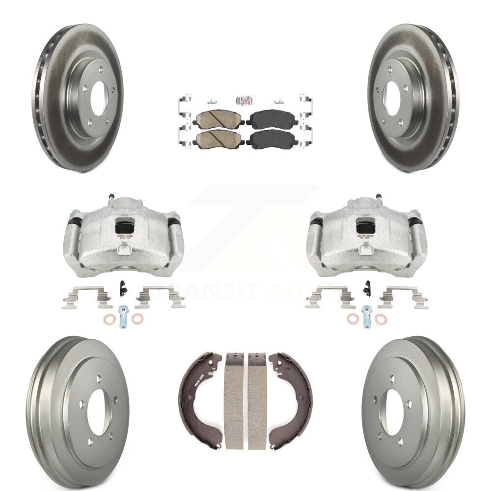 Front Rear Brake Caliper Coat Rotors Drum Ceramic Pad Kit (8Pc) For Jeep Patriot Compass KCG-101401N