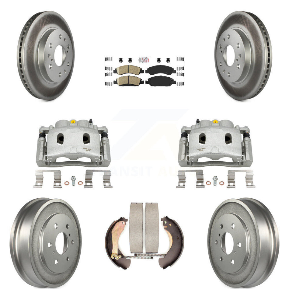 Front Rear Brake Caliper Coated Rotors Drum Ceramic Pad Kit (8Pc) For Chevrolet GMC 1500 KCG-101405N