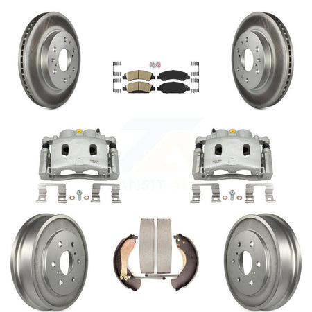 Front Rear Brake Caliper Coated Rotors Drum Ceramic Pad Kit (8Pc) For Chevrolet GMC 1500 KCG-101408N