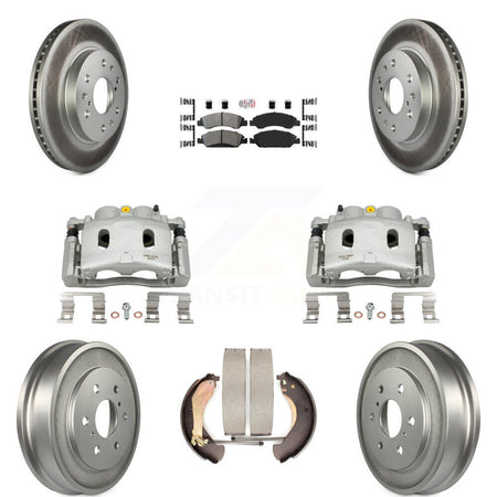 Front Rear Brake Caliper Coated Rotor Drum Semi-Metallic Pad Kit (8Pc) For Chevrolet GMC KCG-101409N