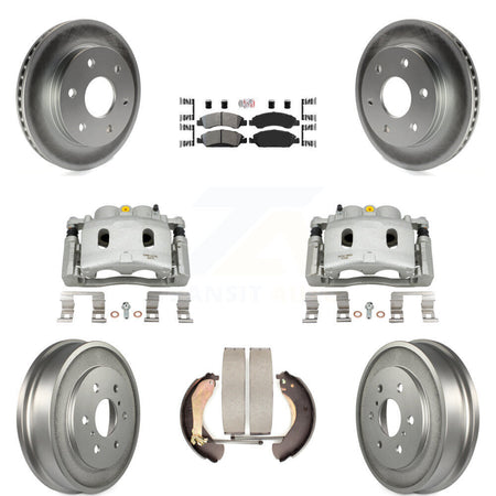 Front Rear Brake Caliper Coat Rotor Drum Semi-Metallic Pad Kit (8Pc) For GMC Sierra 1500 KCG-101414N