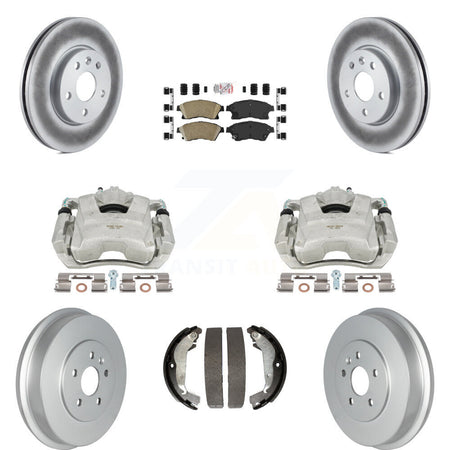 Front Rear Disc Brake Caliper Coated Rotors Drums Ceramic Pads Kit (8Pc) For Chevrolet Cruze Limited KCG-101431N by Transit Auto