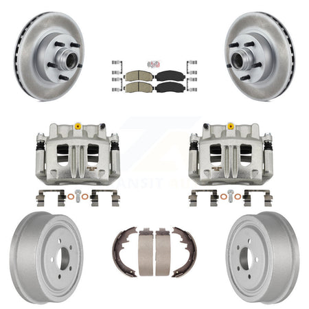 Front Rear Brake Caliper Coat Rotor Drum Ceramic Pad Kit (8Pc) For 06-09 Ford Ranger RWD KCG-101444N