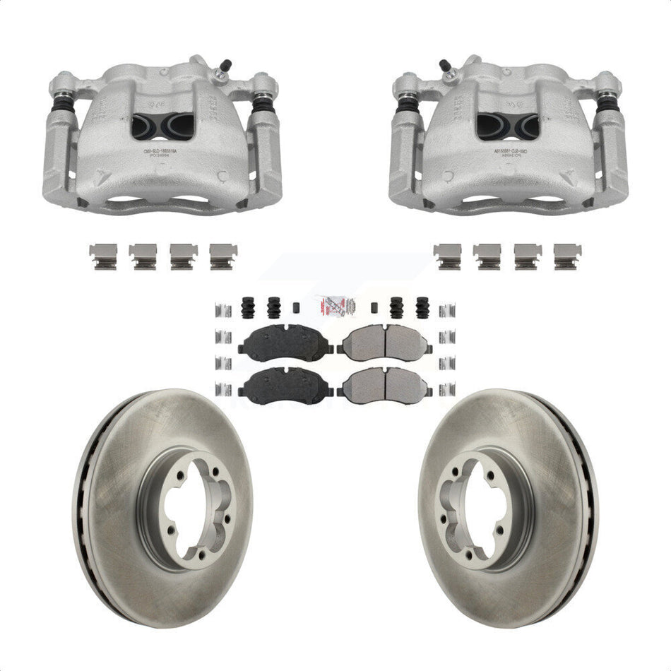 Front Disc Brake Caliper Coated Rotors And Semi-Metallic Pad Kit For Ford Transit-350 HD KCG-101446N