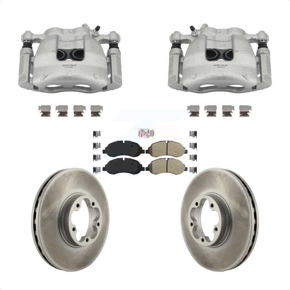 Front Disc Brake Caliper Coated Rotors And Semi-Metallic Pad Kit For Ford Transit-350 HD KCG-101447N