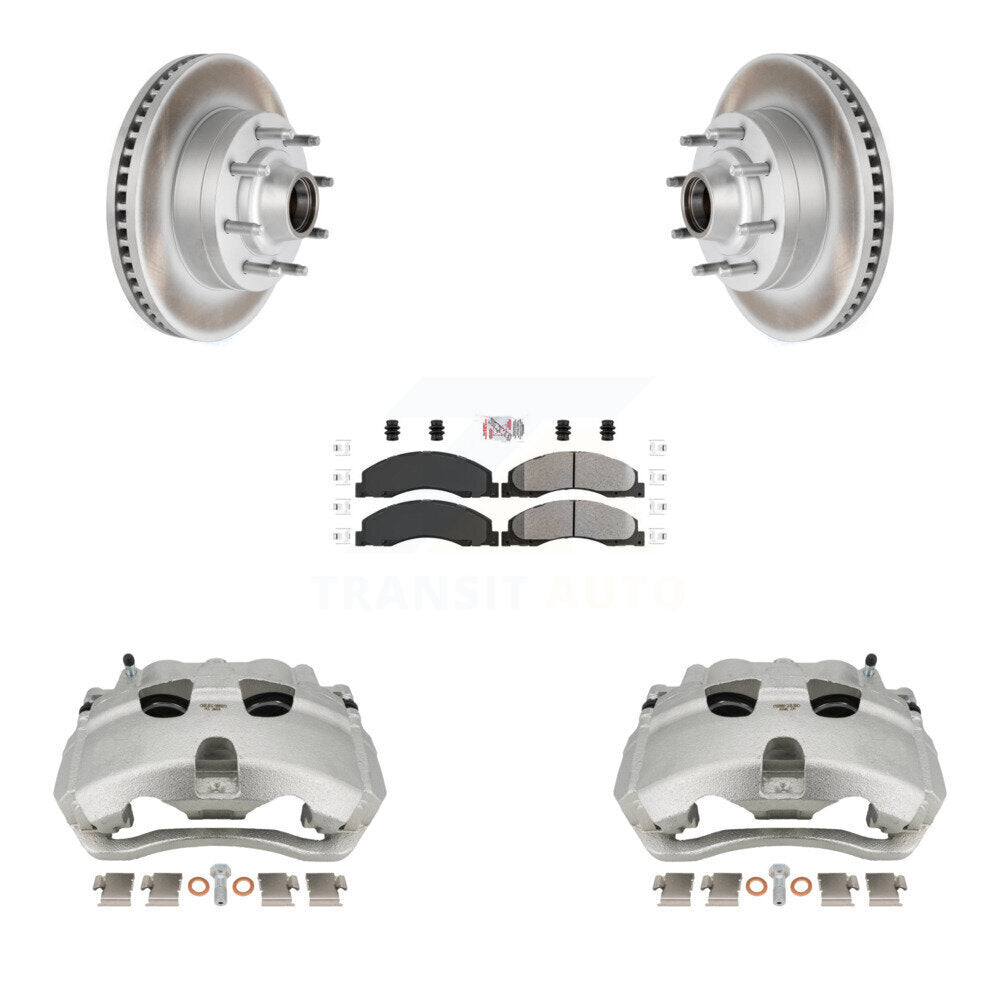 Front Brake Caliper Coat Rotor And Semi-Metallic Pad Kit For Ford E-350 Super Duty E-250 KCG-101450N