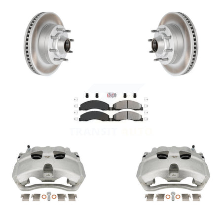 Front Brake Caliper Coat Rotor And Semi-Metallic Pad Kit For Ford E-350 Super Duty E-250 KCG-101450N