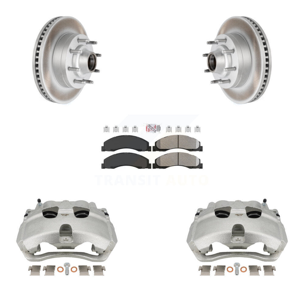 Front Brake Caliper Coat Rotor And Semi-Metallic Pad Kit For Ford E-350 Super Duty E-250 KCG-101451N