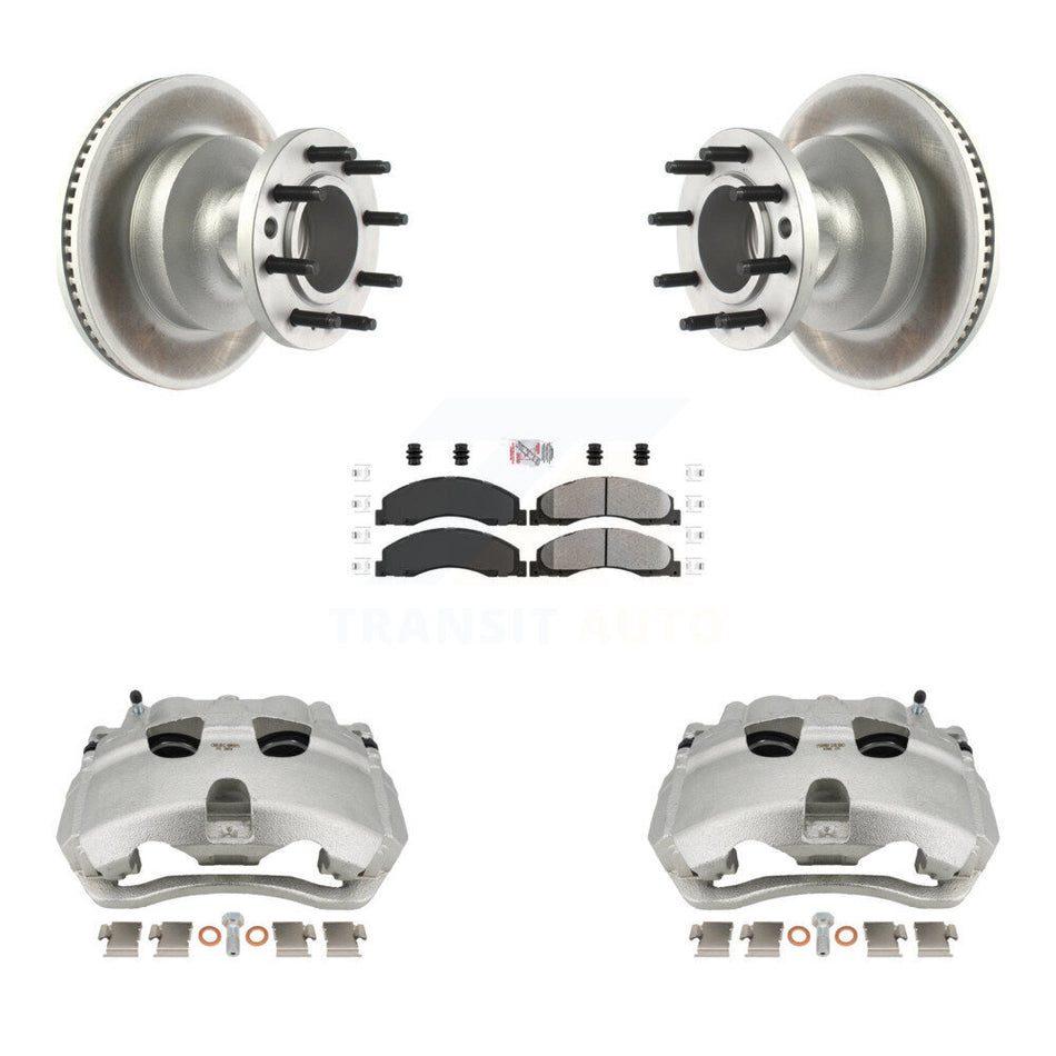 Front Brake Caliper Coat Rotor And Semi-Metallic Pad Kit For Ford E-350 Super Duty E-450 KCG-101453N