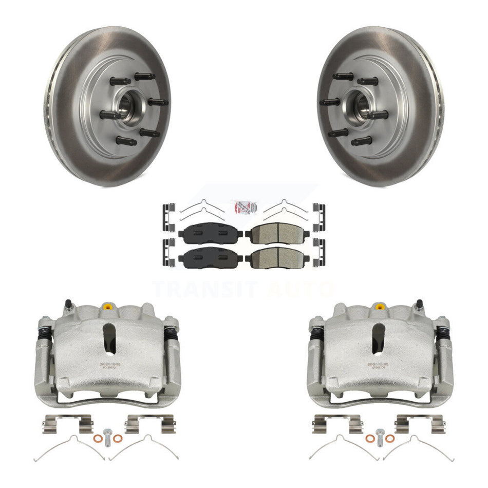 Front Brake Caliper Coat Rotors Semi-Metallic Pad Kit For Ford F-150 Lincoln Mark LT RWD KCG-101456N