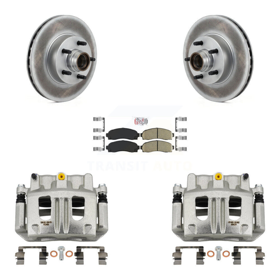 Front Disc Brake Caliper Coated Rotors And Ceramic Pad Kit For 2010-2011 Ford Ranger RWD KCG-101459N