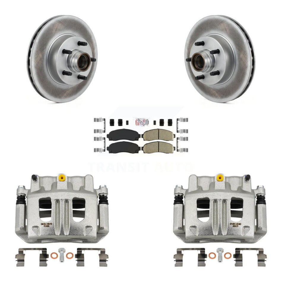 Front Disc Brake Caliper Coated Rotors And Ceramic Pad Kit For 2010-2011 Ford Ranger RWD KCG-101460N