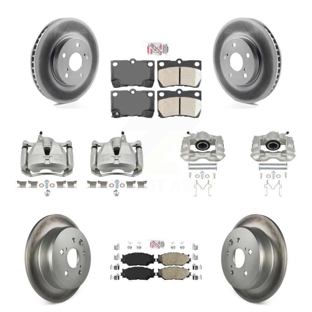 Front Rear Disc Brake Caliper Coat Rotors And Ameribrakes Pad Kit (10Pc) For Lexus IS250 KCG-101462N