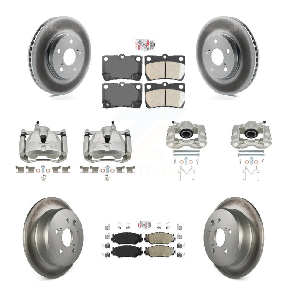 Front Rear Disc Brake Caliper Coat Rotors And Ameribrakes Pad Kit (10Pc) For Lexus IS250 KCG-101462N