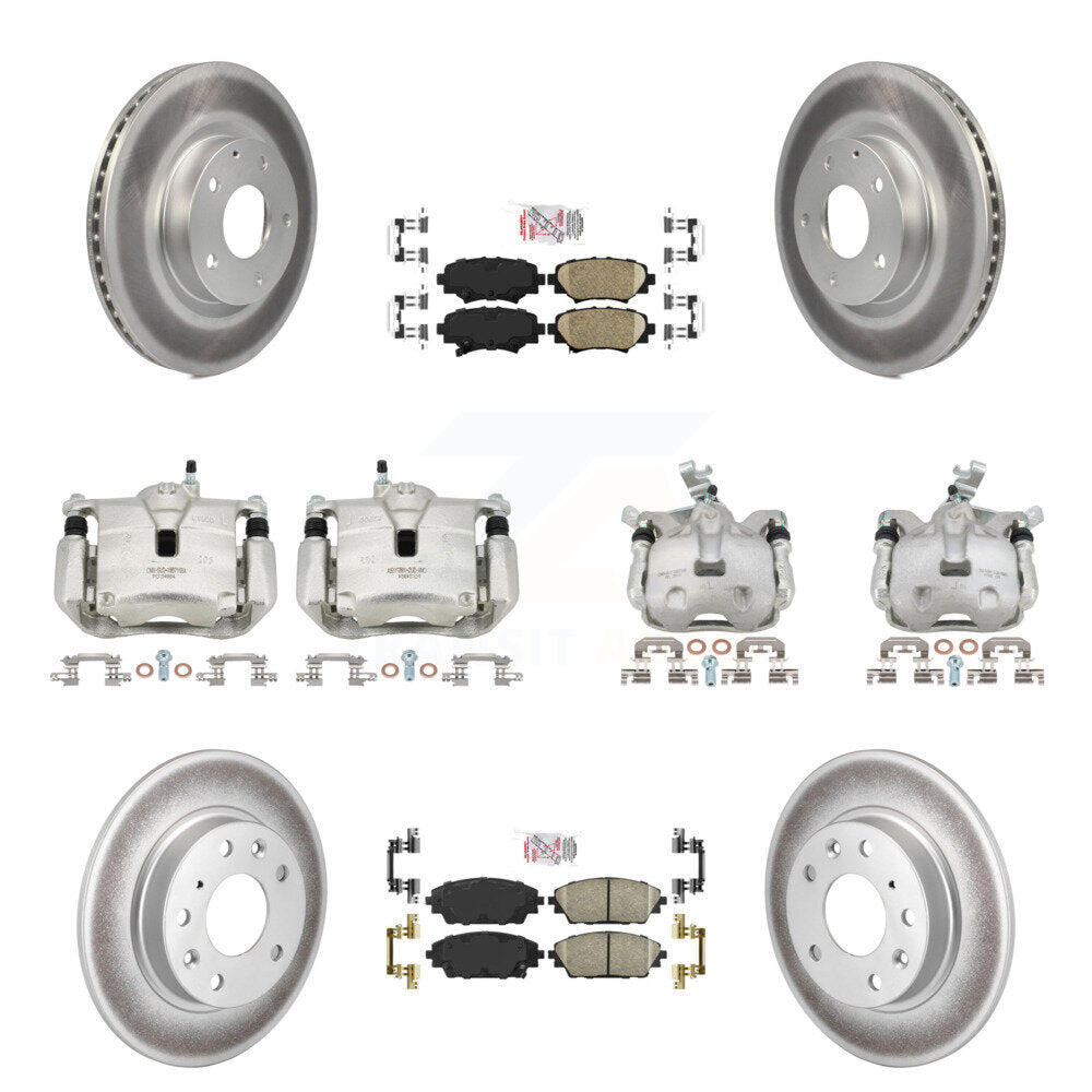 Front Rear Disc Brake Caliper Coat Rotor & Ceramic Pad Kit (10Pc) For Mazda 3 Sport 2.5L KCG-101466N