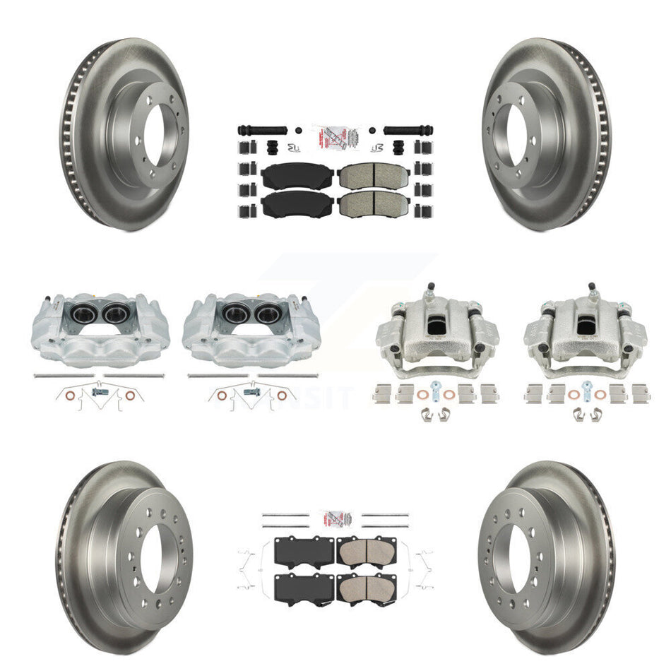 Front Rear Disc Brake Caliper Coated Rotors And PADSMATERIAL Pads Kit (10Pc) For Toyota 4Runner Lexus GX460 KCG-101468N