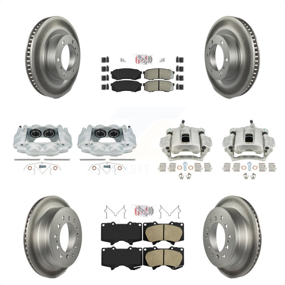 Front Rear Disc Brake Caliper Coated Rotors And PADSMATERIAL Pads Kit (10Pc) For Toyota 4Runner Lexus GX460 KCG-101469N by Transit Auto