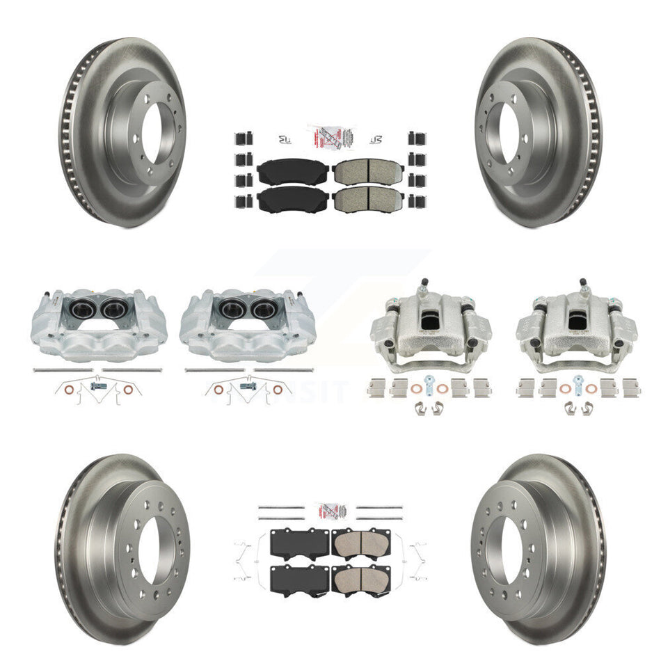 Front Rear Disc Brake Caliper Coated Rotors And PADSMATERIAL Pads Kit (10Pc) For Toyota 4Runner Lexus GX460 KCG-101470N