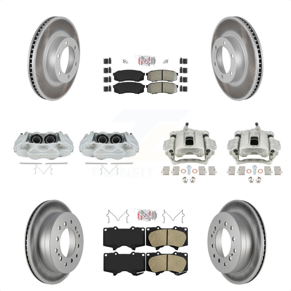 Front Rear Disc Brake Caliper Coated Rotors And PADSMATERIAL Pads Kit (10Pc) For 2003-2009 Lexus GX470 KCG-101473N by Transit Auto