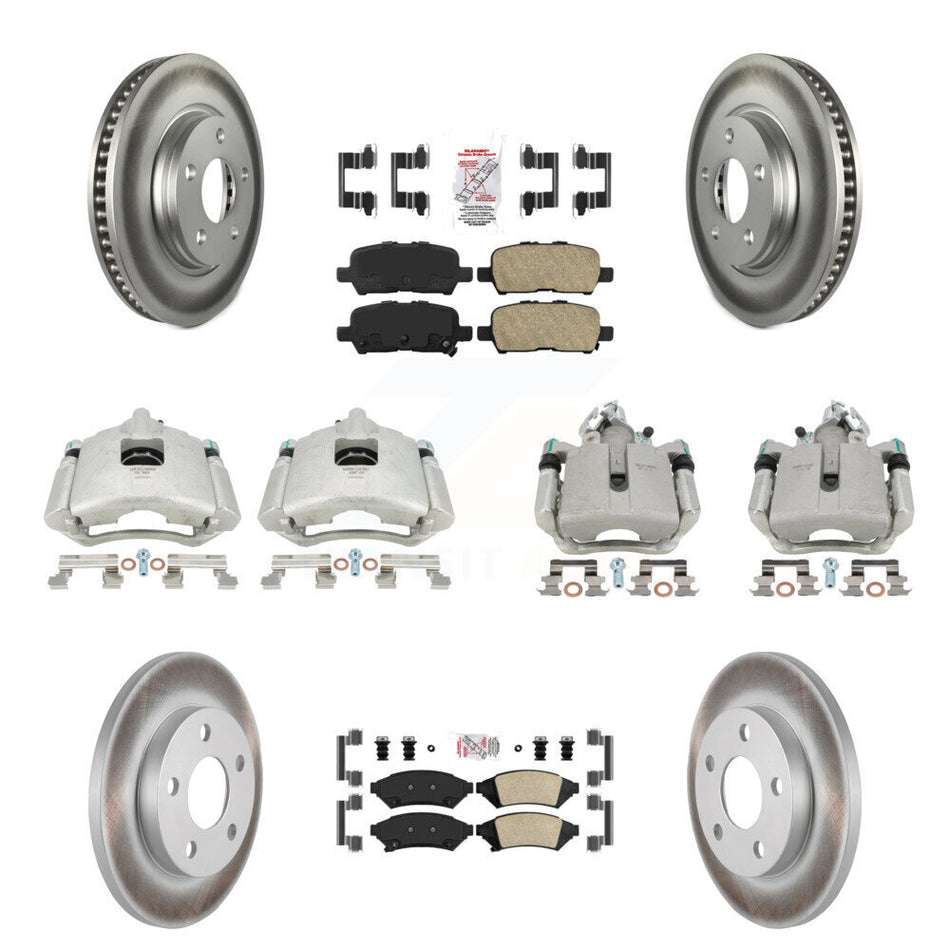 Front Rear Disc Brake Caliper Coated Rotors And Ceramic Pads Kit (10Pc) For Pontiac Grand Prix Buick LaCrosse Allure KCG-101477N