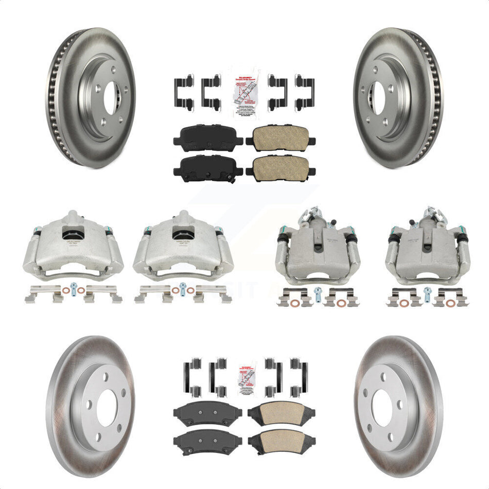 Front Rear Disc Brake Caliper Coated Rotors And Ceramic Pads Kit (10Pc) For Pontiac Grand Prix Buick LaCrosse Allure KCG-101478N by Transit Auto