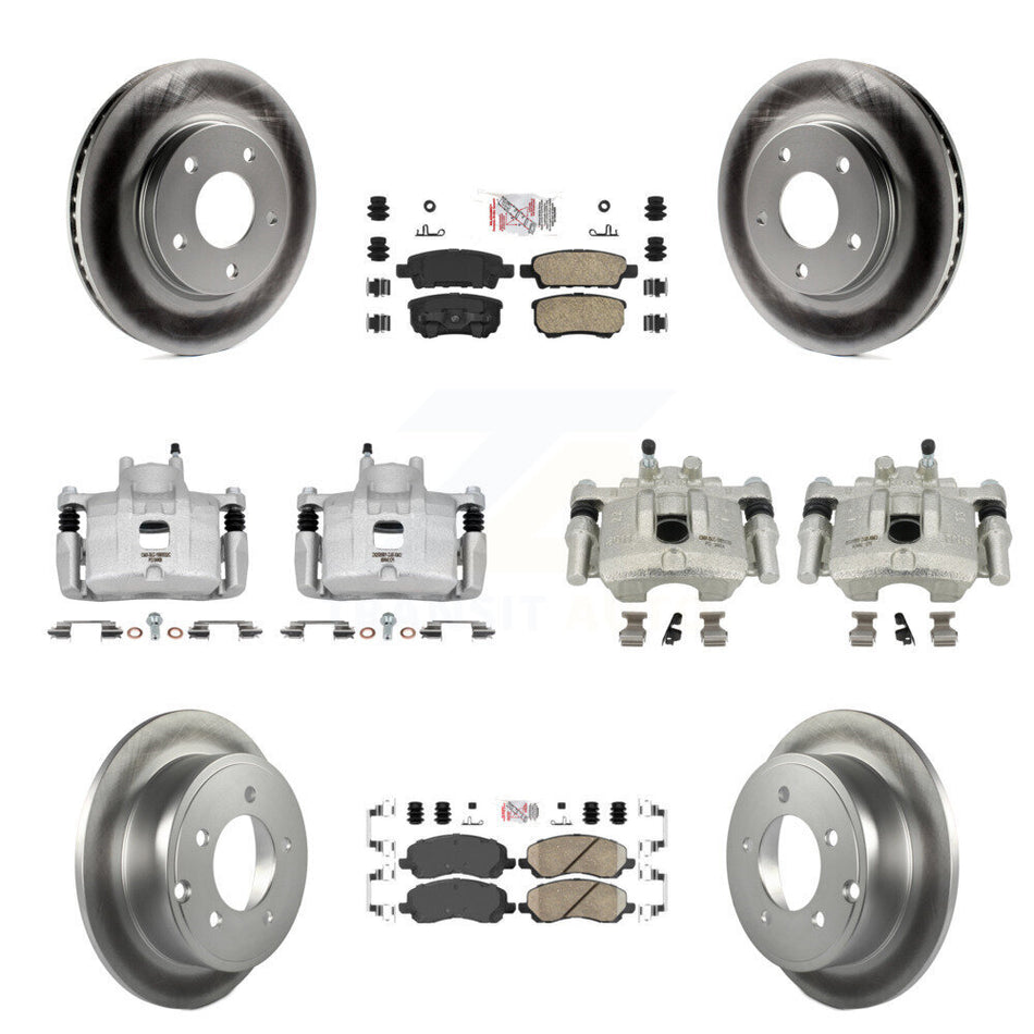 Front Rear Disc Brake Caliper Coat Rotors & Ceramic Pad Kit (10Pc) For Mitsubishi Lancer KCG-101483N