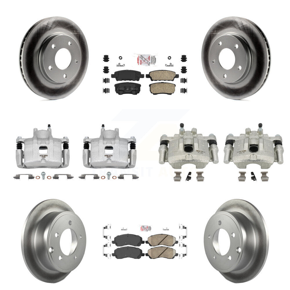 Front Rear Disc Brake Caliper Coat Rotors & Ceramic Pad Kit (10Pc) For Mitsubishi Lancer KCG-101484N