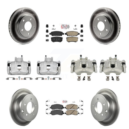 Front Rear Disc Brake Caliper Coat Rotors & Ceramic Pad Kit (10Pc) For Mitsubishi Lancer KCG-101484N