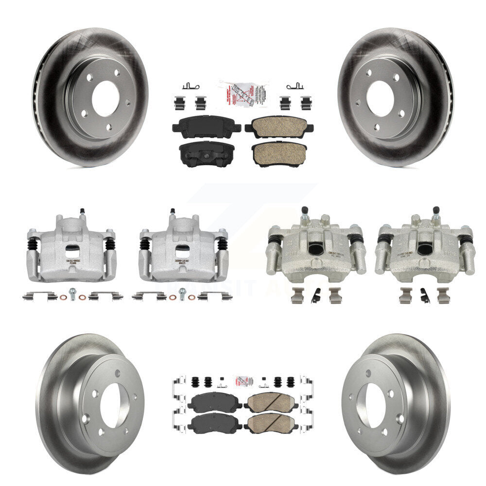 Front Rear Disc Brake Caliper Coat Rotors & Ceramic Pad Kit (10Pc) For Mitsubishi Lancer KCG-101485N