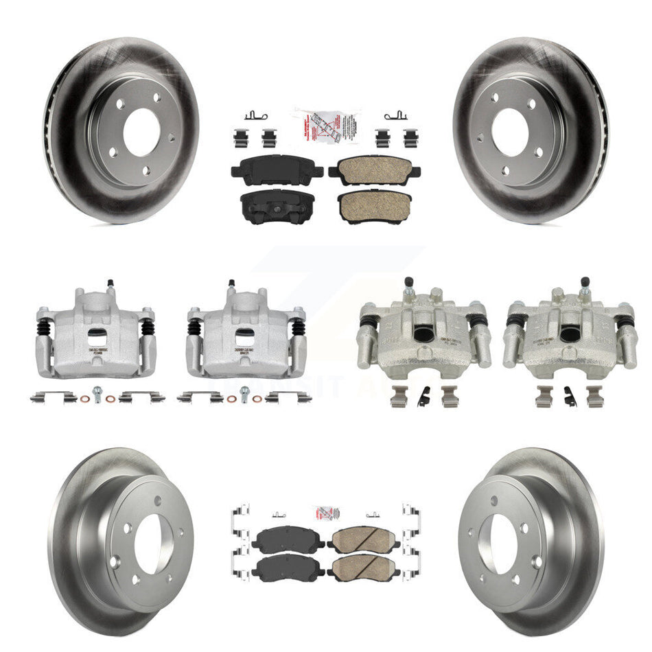 Front Rear Disc Brake Caliper Coat Rotors & Ceramic Pad Kit (10Pc) For Mitsubishi Lancer KCG-101486N
