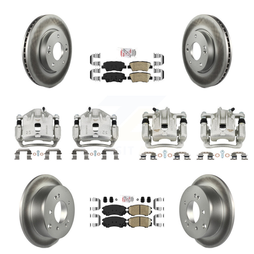 Front Rear Disc Brake Caliper Coat Rotor & Ceramic Pad Kit (10Pc) For 2012-2013 Kia Soul KCG-101495N