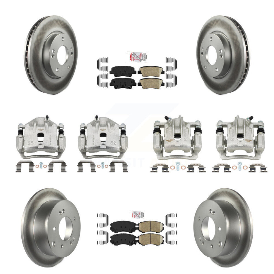 Front Rear Disc Brake Caliper Coat Rotor & Ceramic Pad Kit (10Pc) For 2012-2013 Kia Soul KCG-101496N