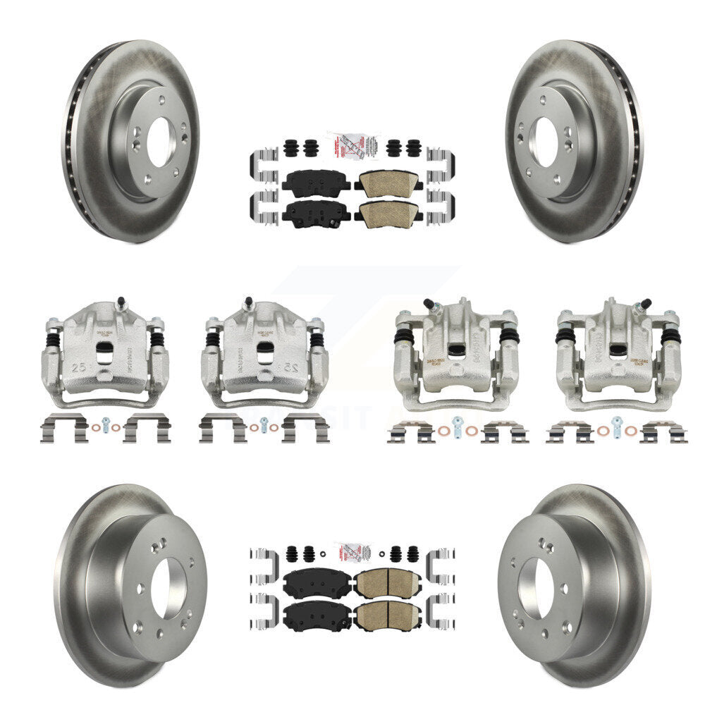 Front Rear Disc Brake Caliper Coat Rotor & Ceramic Pad Kit (10Pc) For 2012-2013 Kia Soul KCG-101497N